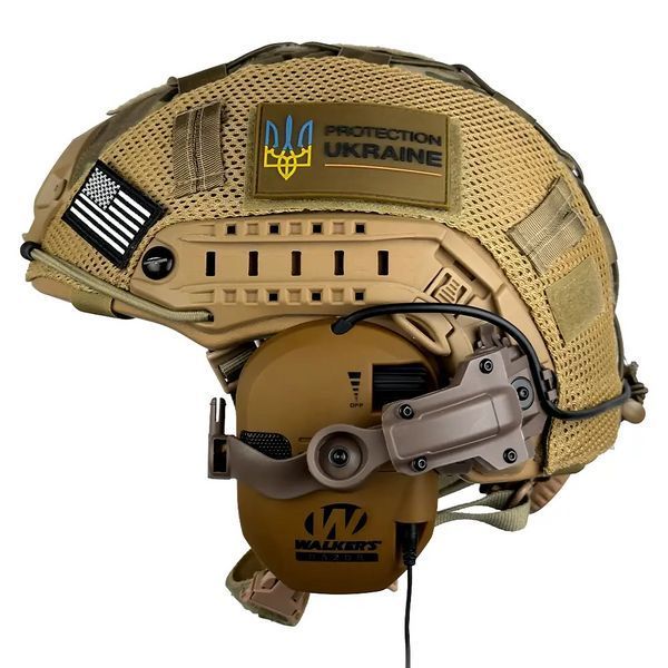 Комплект шлем Fast Helmet NIJ IIIA + наушники Walkers Razor Slim с чебурашкой + кавер Мультикам L L9006611 фото