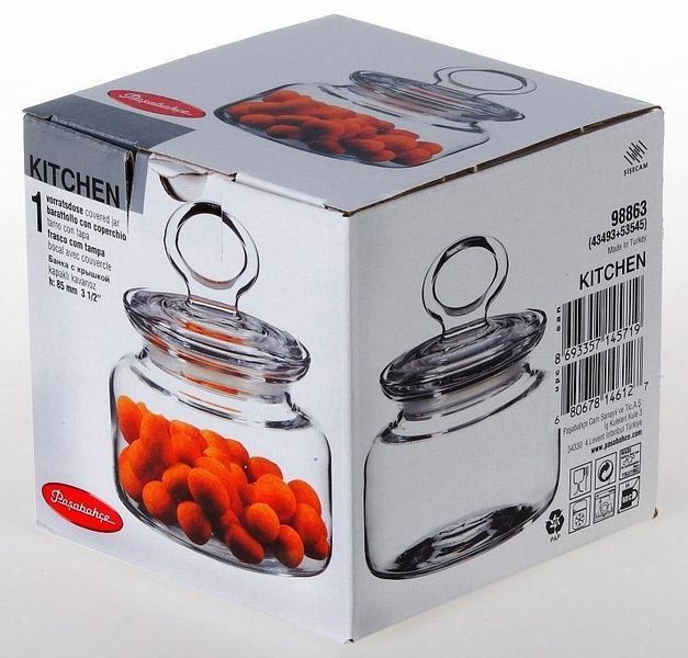 Банка для продуктов Kitchen 614 мл со стеклянной крышкой PB-98863 фото