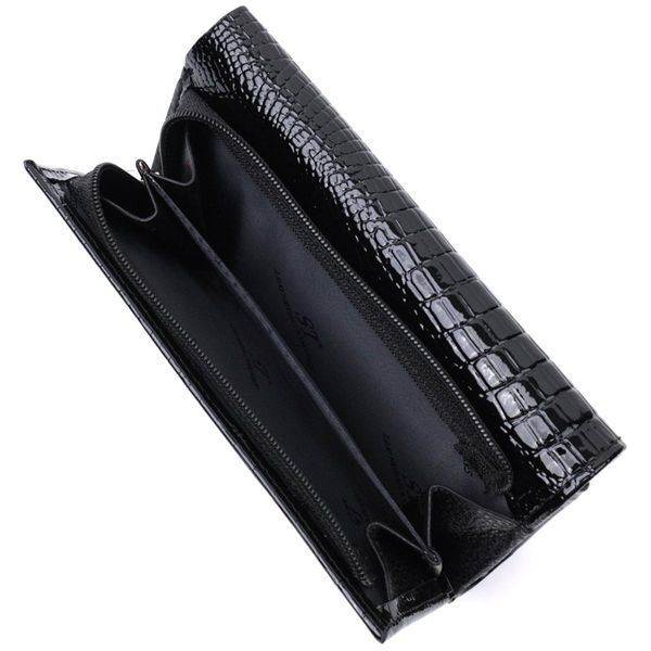 Женский кошелек в три сложения из лакированной натуральной кожи ST Leather 22707 Черный b22707 фото