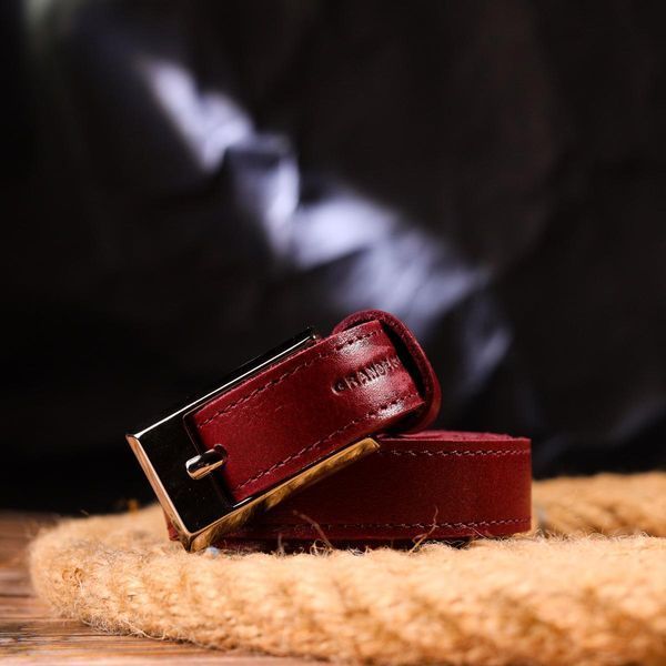 Женский кожаный ремень Grande Pelle 21447 с классической пряжкой 1.9х110 см, Бордовый b21447 фото