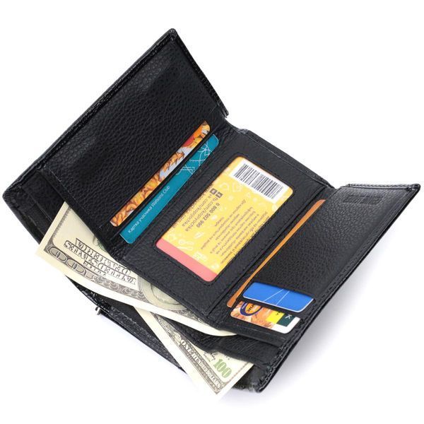 Женский кошелек в три сложения из лакированной натуральной кожи ST Leather 22707 Черный b22707 фото