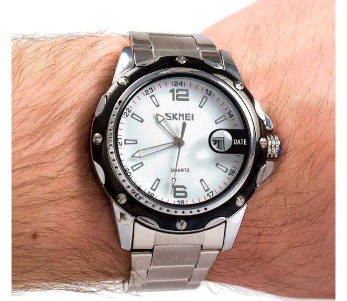 Мужские наручные часы Skmei Robby Steel 0992S Серебистые с белым L0992230 фото