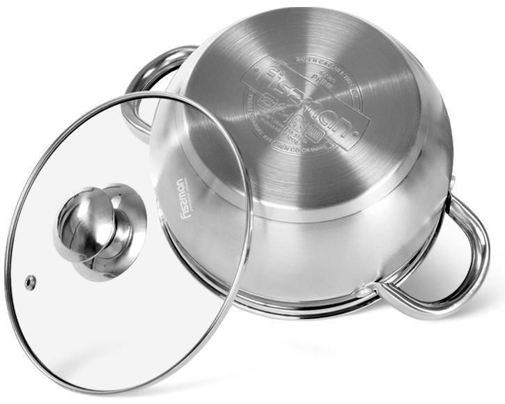 Кастрюля Fissman Prime 1.3 л из нержавеющей стали со стеклянной крышкой FN-5510 фото