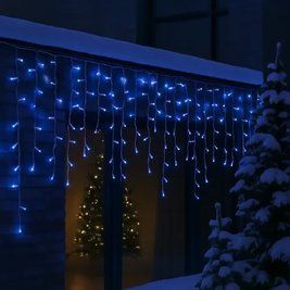 Уличная гирлянда бахрома 12 (м) 200 led светодиодов синяя белый провод LU-12MWBL фото