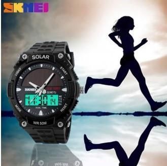 Мужские спортивные часы Skmei 1049 с солнечной батареей Черные L10491 фото
