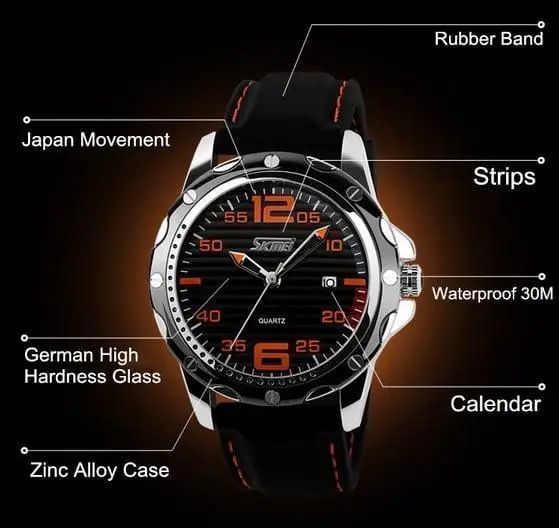 Мужские наручные часы Skmei Robby Steel 0992S Черные L0992231 фото