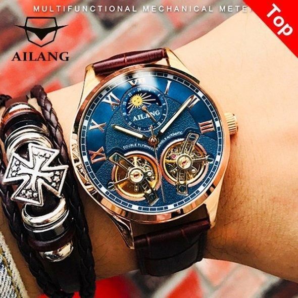 Чоловічий наручний механічний годинник Ailang FlyWheel L890119 фото