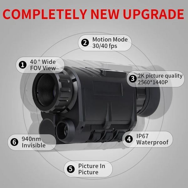 Комплект - монокуляр нічного бачення NVG30 Wi-Fi 940nm + шолом (ABS-пластик) + кріплення (Чорний) L703263 фото