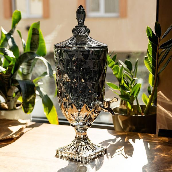 Лимонадница с краном стеклянная 3 л диспенсер для напитков, Серый LU-HP-19-305 фото