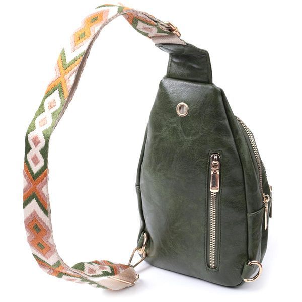 Сумка з однією лямкою через плече з гладкої екошкіри Vintage 22771 Зелена b22771 фото