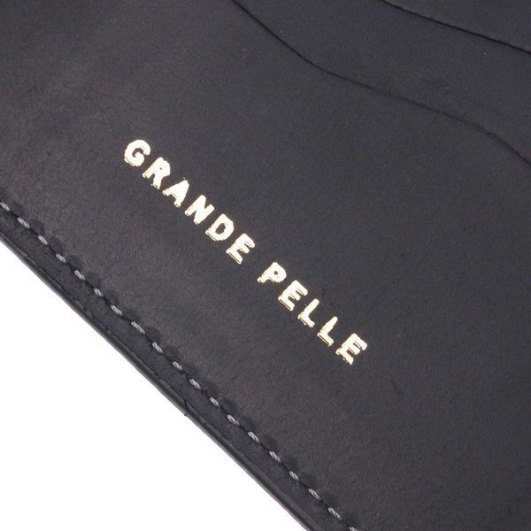 Практичный кожаный кошелек в два сложения Сердце GRANDE PELLE 16753 Черный b16753 фото