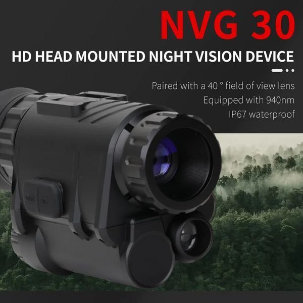 Комплект - монокуляр нічного бачення NVG30 Wi-Fi 940nm + шолом (ABS-пластик) + кріплення (Чорний) L703263 фото