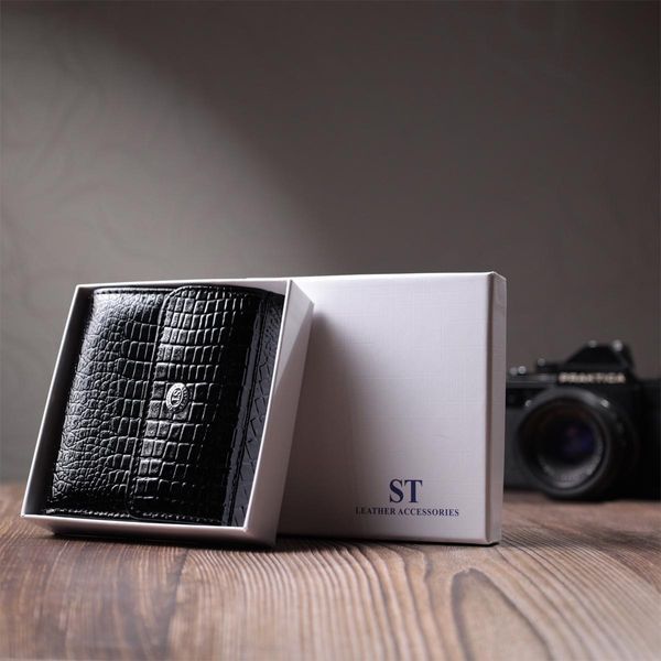Жіночий фактурний гаманець із натуральної шкіри ST Leather 22706 Чорний b22706 фото