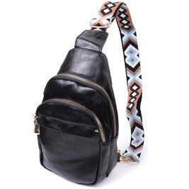 Сумка з однією лямкою через плече з гладкої екошкіри Vintage 22770 Чорна b22770 фото