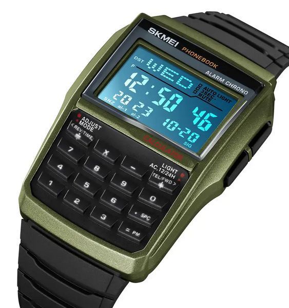 Мужские наручные часы с калькулятором Skmei 2255 (Зеленые) L703244 фото