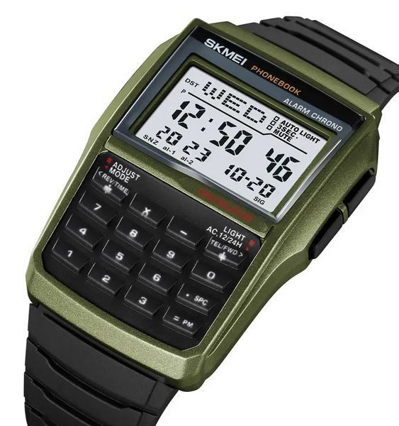 Мужские наручные часы с калькулятором Skmei 2255 (Зеленые) L703244 фото