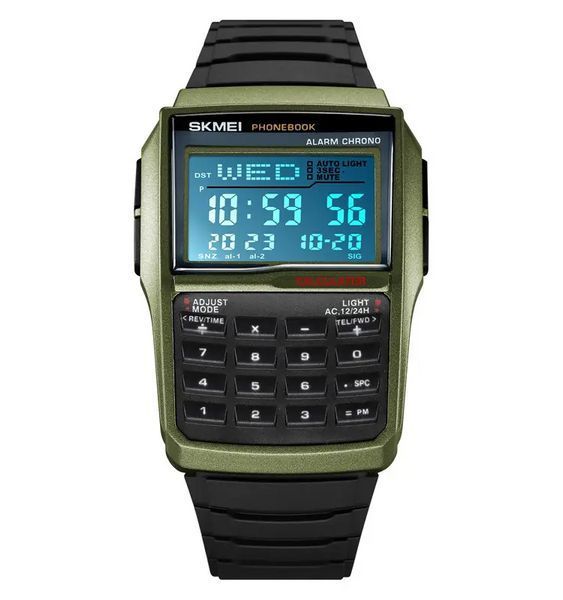 Мужские наручные часы с калькулятором Skmei 2255 (Зеленые) L703244 фото