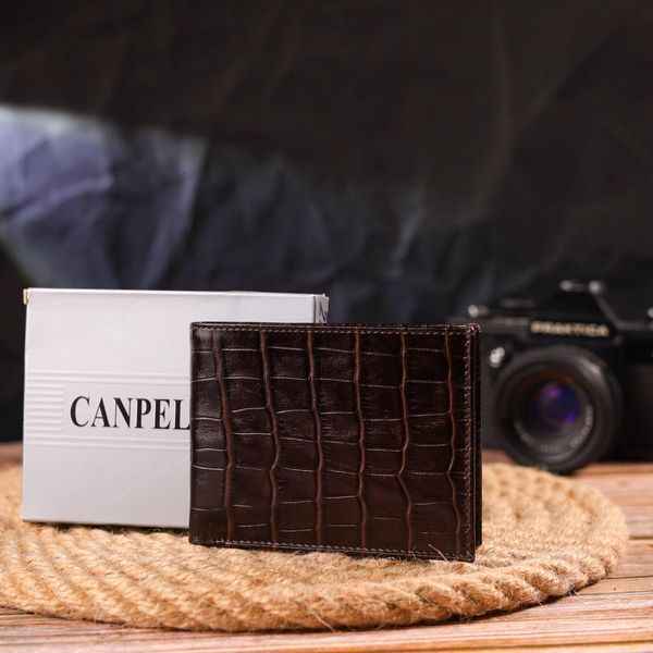 Невелике чоловіче портмоне з натуральної фактурної шкіри CANPELLINI 21522 Коричневе b21522 фото