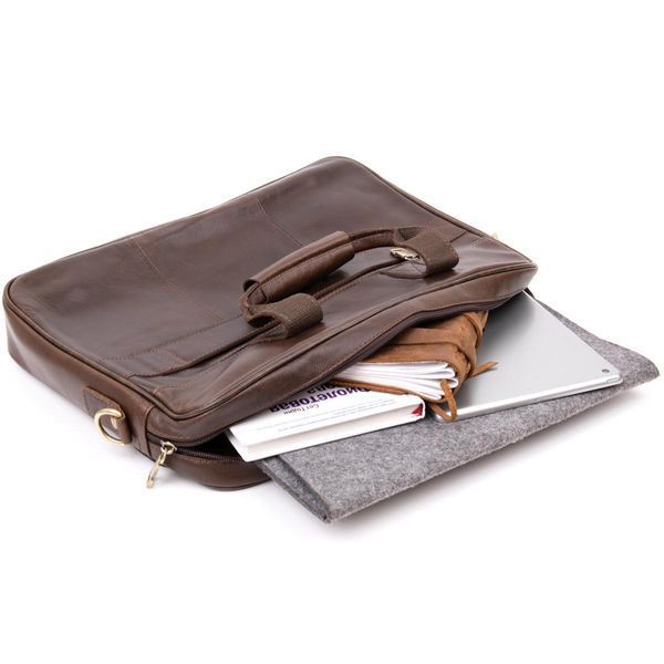 Кожаная сумка для ноутбука Vintage 30,5х40х5,5 см Коричневая b20391 фото