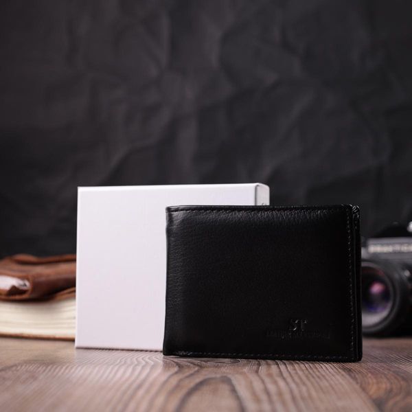 Чоловічий гаманець-затиск з натуральної шкіри ST Leather 22460 Чорний b22460 фото
