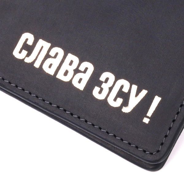 Кожаный кошелек без застежки Слава ЗСУ GRANDE PELLE 16754 Черный b16754 фото