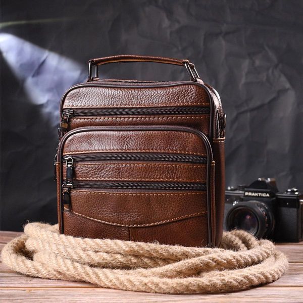 Стильная мужская сумка из натуральной кожи 21275 Vintage Коричневая b21275 фото