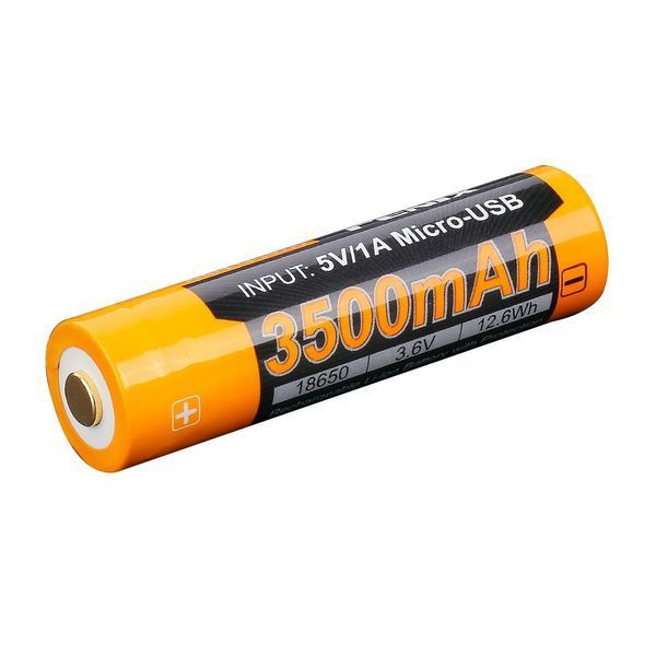Акумулятор 18650 Fenix ​​3500mAh Li-Ion із micro-usb зарядкою (Чорно-жовтий) L712734 фото