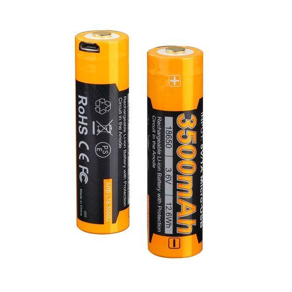 Акумулятор 18650 Fenix ​​3500mAh Li-Ion із micro-usb зарядкою (Чорно-жовтий) L712734 фото