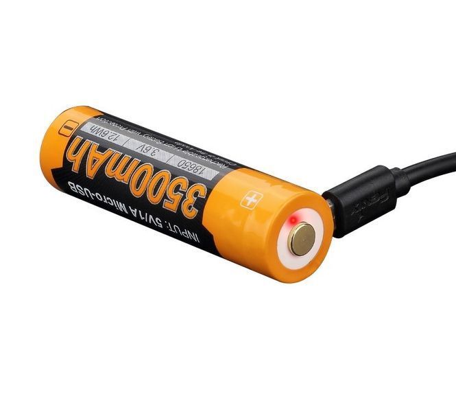 Акумулятор 18650 Fenix ​​3500mAh Li-Ion із micro-usb зарядкою (Чорно-жовтий) L712734 фото