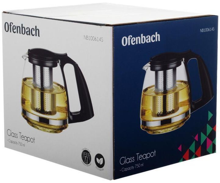 Чайник скляний заварювальний Ofenbach 750 мл зі знімним ситечком (0614s) NB-100614S фото