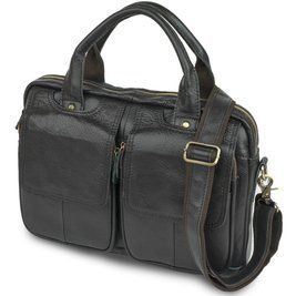 Сумка для ноутбуку з натуральної шкіри Vintage 14868 Чорна b14868 фото