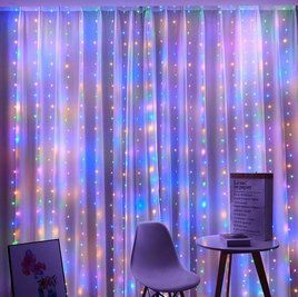 Гирлянда штора Водопад 3х2 м 400 LED (прозрачный шнур, с переходником) Мульти свет L2006233 фото