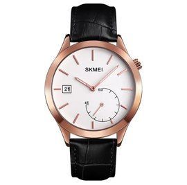Чоловічий кварцовий годинник Skmei 1581 Prestige чорний з рожевим L15810 фото