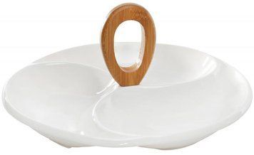 Менажниця 3-х секційна Ceram-Bamboo 29х29х13.5см, біла порцеляна BD-988-300 фото