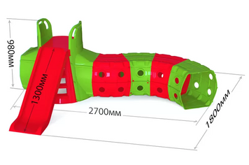 Детская Горка с тоннелем DOLONI-TOYS 01470/, 3 разных цвета Красно-зеленая RT-01470/3 фото