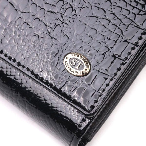 Лаковый женский кошелек с визитницей ST Leather 19403 Черный b19403 фото