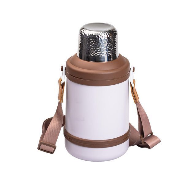 Термос туристичний Vacuum Cup 1.5 літра з ремінцем і складною ручкою коричневий HP-14-21V фото