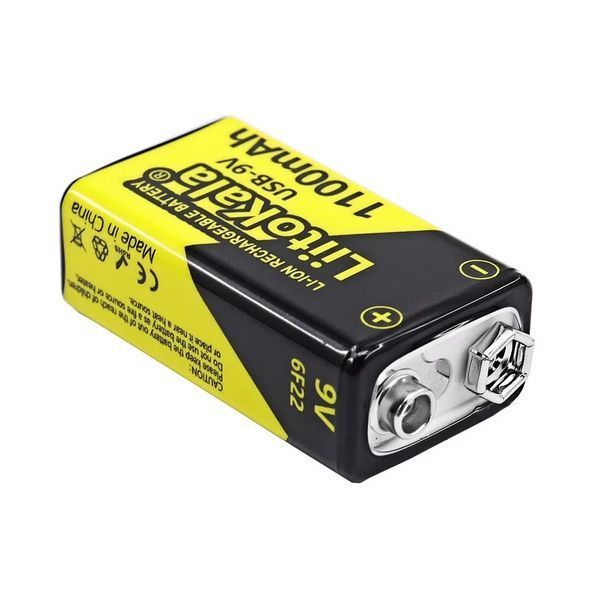 Акумулятор Крона Liitokala 1100mAh 9V USB (Чорно-жовтий) L703627 фото