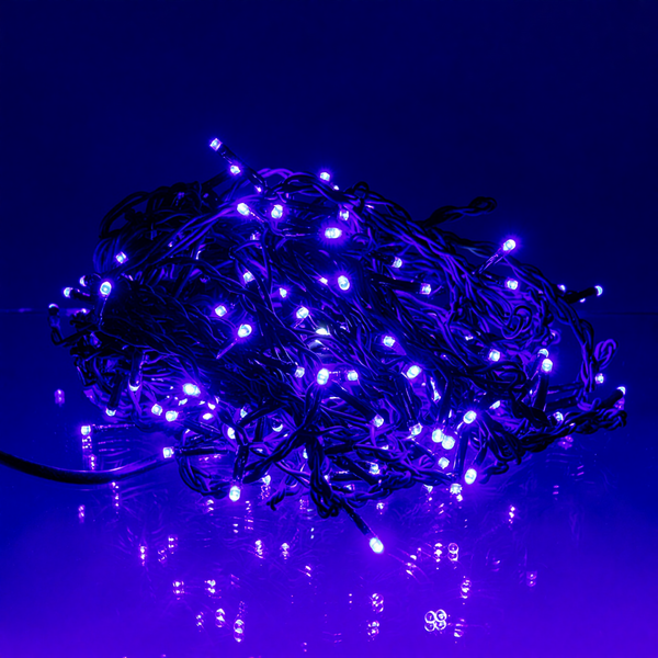 Гирлянда Бахрома уличная 200 LED 12 м от сети черная нить, синий LU-12MBBL фото