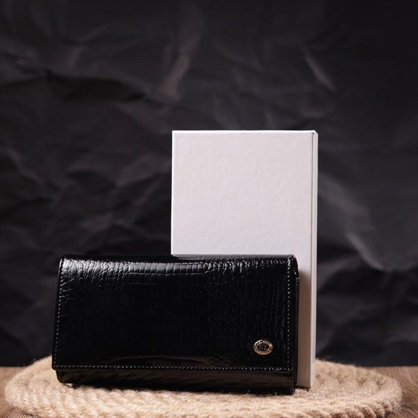 Лаковый женский кошелек с визитницей ST Leather 19403 Черный b19403 фото