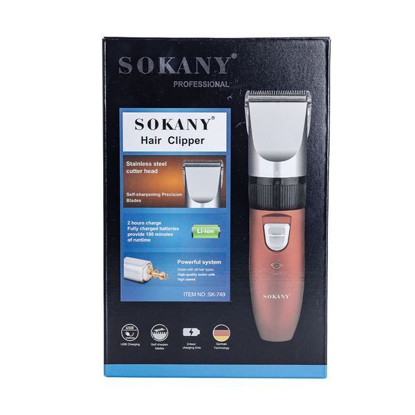 Машинка для стрижки волосся Sokany SK-749 акумуляторна 4 насадки LU-SK-749 фото