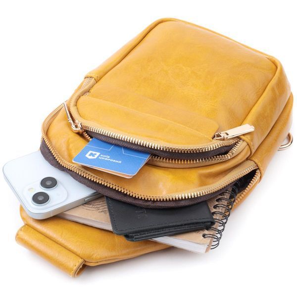 Жіноча сумка з однією лямкою через плече з гладкої екошкіри Vintage 22769 Жовта b22769 фото