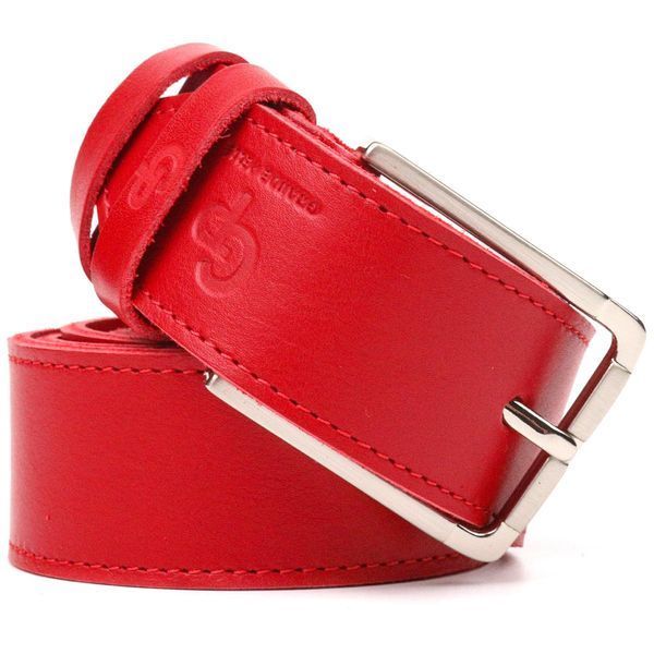 Кожаный женский ремень под джинсы Grande Pelle 21455 красного цвета b21455 фото