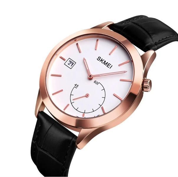 Чоловічий кварцовий годинник Skmei 1581 Prestige чорний з рожевим L15810 фото
