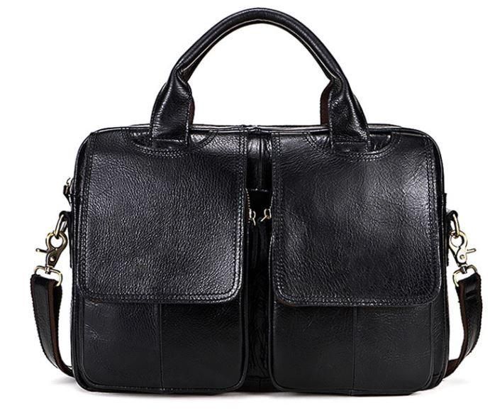 Сумка для ноутбуку з натуральної шкіри Vintage 14868 Чорна b14868 фото