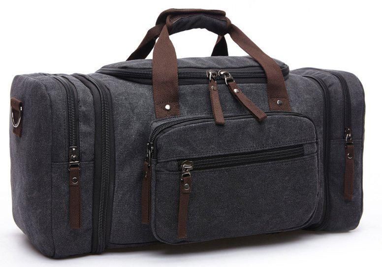 Дорожня сумка текстильна Vintage 20080 Чорна 44х28,5х23,5 см b20080 фото