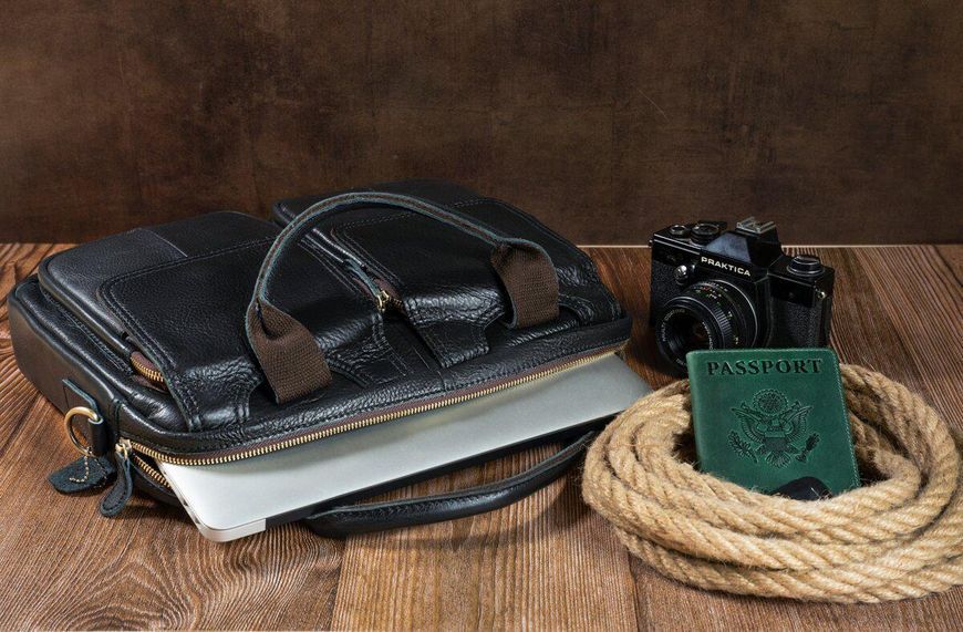 Сумка для ноутбуку з натуральної шкіри Vintage 14868 Чорна b14868 фото