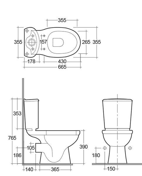 Унитаз RAK Ceramics Karla (унитаз бачок крышка) P-trap Geberit (RAK0012) Белый L900154 фото
