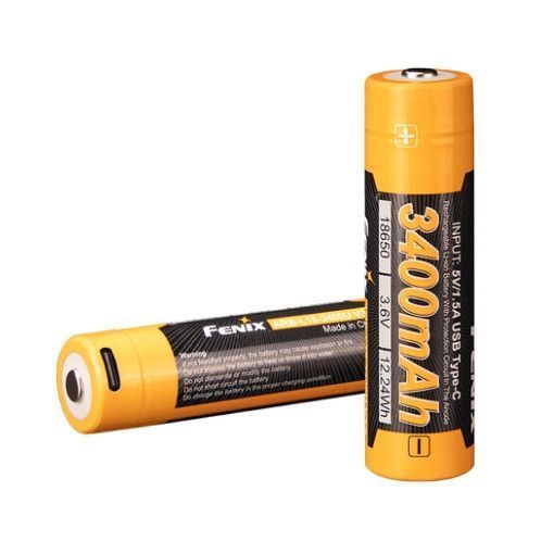 Аккумулятор 18650 Fenix 3400mAh 3.6V Li-ion с Type-C зарядкой (Черно-желтый) L712732 фото