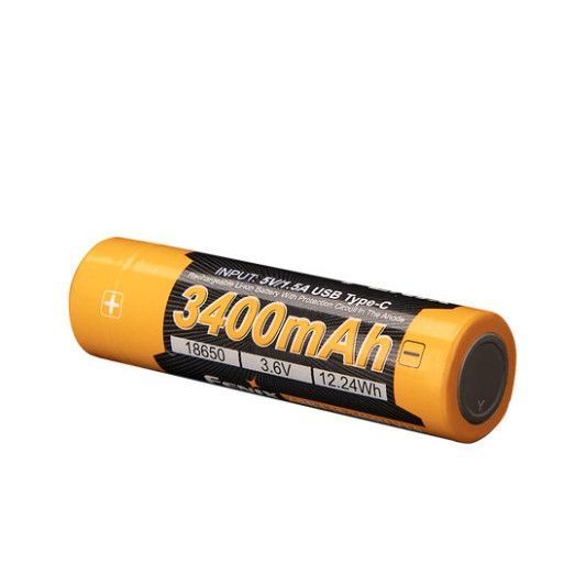 Аккумулятор 18650 Fenix 3400mAh 3.6V Li-ion с Type-C зарядкой (Черно-желтый) L712732 фото